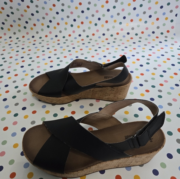 Clarks Collection Soft Cushion Stasha Hale Comf Platform Wedge Sandal 10 Black - Picture 3 of 10